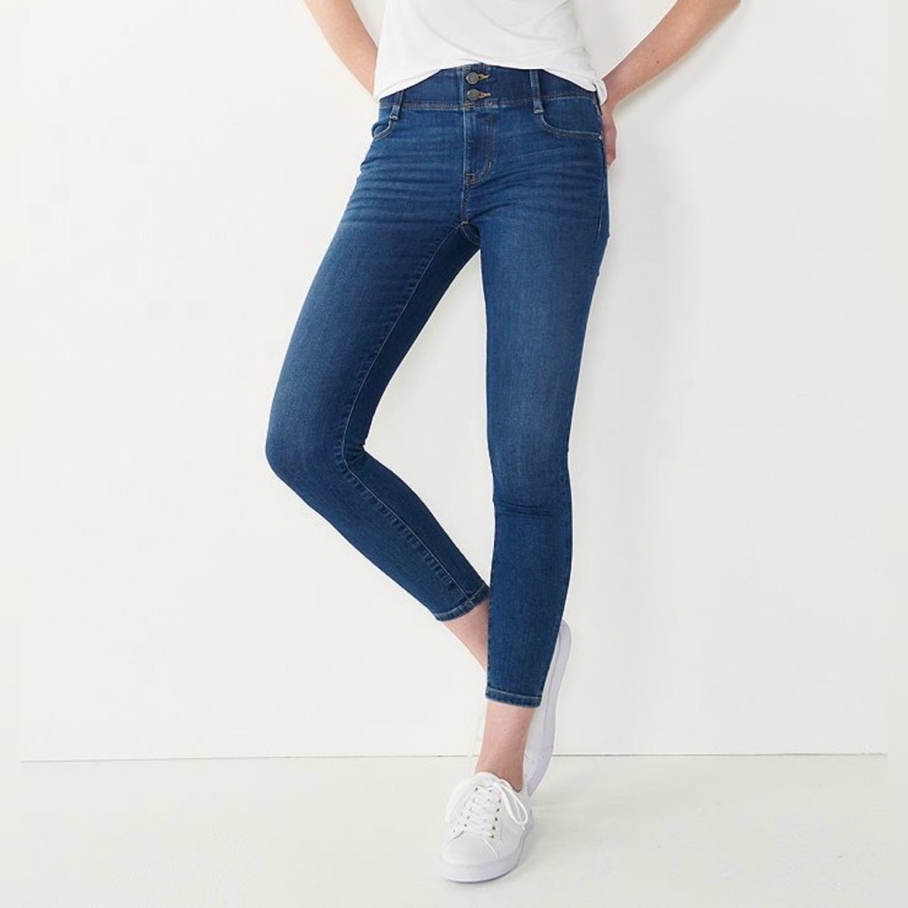 Nine West Dark Blue Mid-Rise Skinny Stretch Jeans